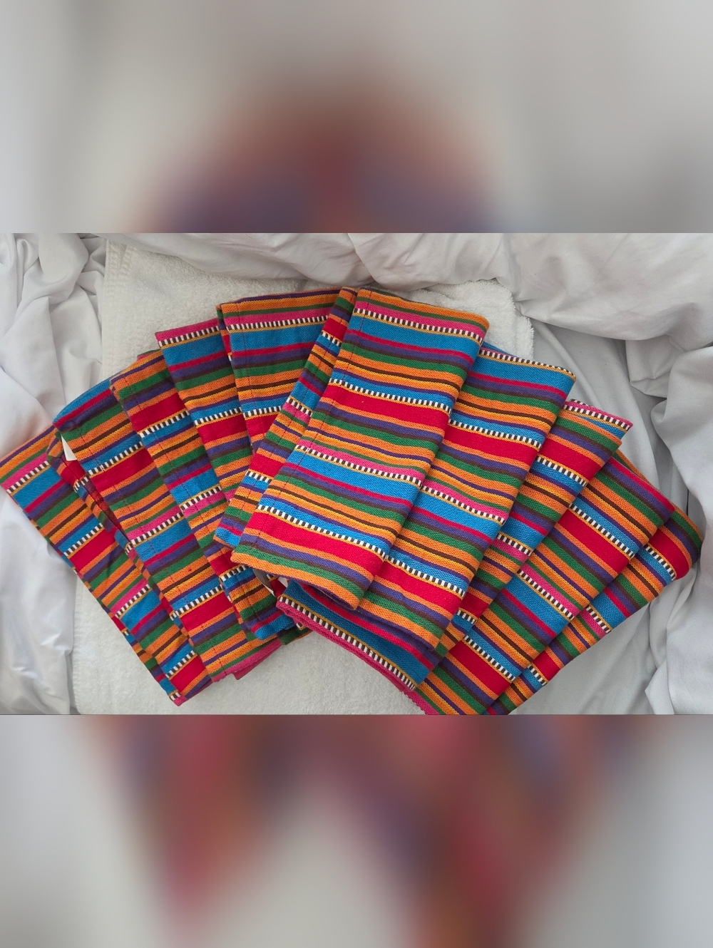 New Set Of 10 Vibrant Stripe Cotton Napkins 20"x20"